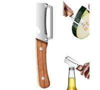 Thickened Wooden Handle Fruit Peeler, Multi-Functional Vegetable Peeler for Kitchen, Multi Functional Fruit Peeler with Wooden Handle and Bottle Opener, for Fruit Veggie Pumpkin Papaya (1pcs)