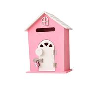 Thickened Wooden Mailbox with Lock Open Door Design with Metal Hinge Mailboxes Wider Entry Ports Wall Mounted Parcel Boxes with Hooks (Pink 8.7x4.7x12.6in)