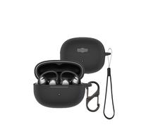 Thickening Case for Shokz OpenDots 2 Earbuds, FJIASTB Soft Silicone Shockproof Cover with Carabiner and Lanyard (Black)