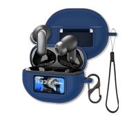 Thickening Case for TOZO NC20 Pro/NC20 Earbuds, FJIASTB Soft Silicone Shockproof Cover with Carabiner and Lanyard (Blue)