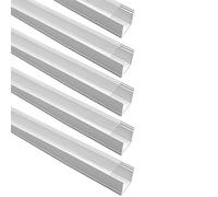 Thicker 3.3Ft/1M Clear Cover U Shape Wide Aluminum Profile(Wider and Deeper), Lightingwill 5 Pack Sliver Anodized Profile for <20mm 5050 3528 LED Strip Lights with Covers, End Caps, and Mounting Clips
