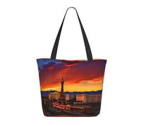 Thicker,lightweight and durable tote Las Vegas Sunset Print bags with zipper designed for everyday shopping