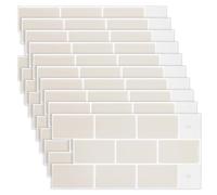 Thicker Wall Tiles Self Adhesive, 10Pcs Beige Stick on Tiles, 3D Peel and Stick WallTiles Waterproof Tile Stickers Splashback for Kitchen, Bathroom, Living Room, Sink, RV, TV Background - 12x6 in