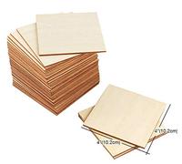 Thiecoc Wood Pieces 50 Pcs 10cm Wood Squares Blank Natural Wood Slices Wooden Squares Cutout Tiles for DIY Crafts Home Decoration Painting Staining Unfinished Wood Cup Coasters