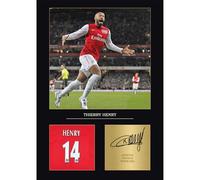 Thierry Henry Arsenal Gift Signed A4 Print Display Arsenal Gifts For Boys Digitally Reproduced Signature Arsenal Gifts For Men (Framed)