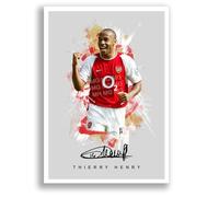 Thierry Henry Arsenal Signed Photo Poster A4/A3 Print Framed Autograph Gift Football Memorabilia France (Grey, A4 Unframed)