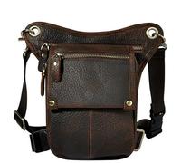 Thigh Bag Men's Thigh Bag Motorcycle Waist Travel Leg Tool Pack Motocross Racing(Brown Litchi Grain)