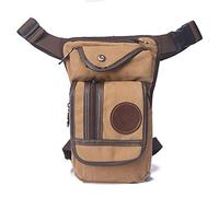 Thigh Bag,Utility Thigh Pack, Canvas/Nylon Men's Drop Arm Men's Waist Belt Thigh Hip Motorcycle Messenger Shoulder Bag(Khaki)