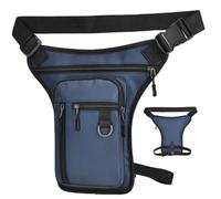 Thigh Bag with Leg Strap, Waterproof Zipper Adjustable Unisex Leg Bag with Multi-Pocket for Motorcycle Hiking Outdoor, 7.1x0.8x12.2in, Blue Motorcycle Thigh with Strap