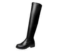 Thigh High Boots for Womens Round Toe Fashion Women's Platform Over The Knee High Boot Side Zipper Chunky Low Heels Sex Long Shoes Leather PU Prom Comfortable Stretch Party Dress Shoes