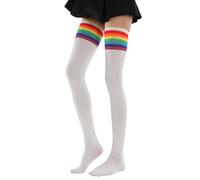 Thigh High Socks & Knee High Rainbow Striped Pride Sport Sock - LGBT Over the Knee Socks Classic LGBTQ Gay Stockings for Women, Cheerleader Fancy Dress for Lgbtq Pride Accessories