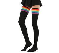 Thigh High Socks & Knee High Rainbow Striped Pride Sport Sock - LGBT Over the Knee Socks Classic LGBTQ Gay Stockings for Women, Cheerleader Fancy Dress for Lgbtq Pride Accessories