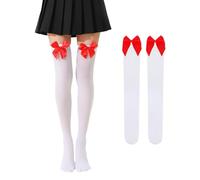 Thigh Knee High Socks With Bows Over The Knee Socks Velvet Stockings for Women Ultra-Thin And Breathable Over Knee Socks Womens Soft And Comfortable Thigh High Stockings for Parties And Dances (White)