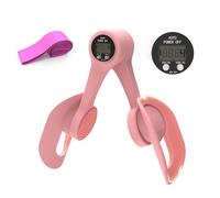 Thigh Master, 360°Adjustable Pelvic Floor Muscle Trainer with LED Display, Inner Thigh Exerciser with 20LB Resistance Band for Women, Home Fitness Equipment for Hip, Leg, Arm, Pink