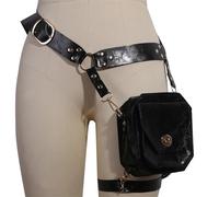 Thigh Pouch,PU Leather Steampunk Leg Pack - Thigh Waist Pack - for Gym Travel Hiking Running Work Riding Walking Athletic