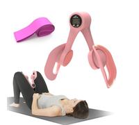 Thigh Trainer, 360°Adjustable Pelvic Floor Exercise Devices with LED Display, Inner Thigh Exerciser with 20LB Resistance Band for Women, Home Fitness Equipment for Hip, Leg, Arm, LightPink