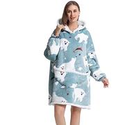 Thigies Oversized Blanket Hoodie for Adult, Women Men Fluffy Sherpa Fleece Giant Hooded Sweatshirt with Large Pocket, Super Warm and Cosy Large Hooded Wearable Blanket