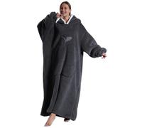 Thigies Womens Blanket Hoodie, Mens Oversized Wearable Blanket with Apple Shaped Giant Pocket, Cosy Sherpa Fleece Pajama Jumper Blanket for Adults Teenagers Black