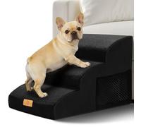 Thihome Dog Steps for Sofa, 3-Steps Dog Ramp with Non-Slip Removable Cover, Safe & Soft High Density Foam Pet Stairs for Bed Chair Sofa Couch, Dogs Stairs for Small Dogs, 60 x 40 x 40cm, Black