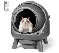 Thihome Self Cleaning Cat Litter Tray with APP Control, Anti-Pinch Automatic Cat Litter Box with Safety Protection, Scoop Free Smart Robot Litter Tray for Multiple Cats Households, Includes Waste Bags