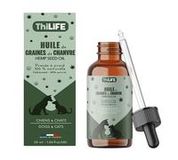 Thilife Hemp Seed Oil for Dogs & Cats - Natural Omega 3-6-9, Vitamin E, 30 ml Dropper, Coat & Mobility Support, Complementary Feed France