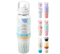 THILY Stainless Steel Insulated 40 oz Water Bottle Triple Insulated Leakproof Wide Mouth Water Flask with Lid and Straws, Powder Coated, BPA Free, Keep Cold & Hot, for Outdoor & Gym, Garden