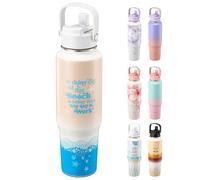 THILY Vacuum Insulated Stainless Steel Sport Water Bottle with lid and Straw, 40 oz Wide Mouth Double Wall Leakproof Travel Tumbler, Keep Drinks Cold or Hot All Day, BPA Free, Beach