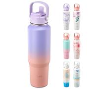 THILY Vacuum Insulated Stainless Steel Water Bottle with lid and Straw, 40 oz Wide Mouth Double Wall Sport Water Flask Keep Drinks Cold or Hot All Day, Leakproof, Lavender Dream