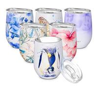 THILY Wine Tumbler Stainless Steel Insulated Stemless Wine Glass with Lid and Straw, Cute Cup Keep Cold for Coffee, Cocktails, Special Collection, Penguin
