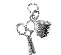 Thimble & Scissors 925 Sterling Silver Charms for Bracelets Necklaces for Women - Fit European Link Charm Bracelet Necklace - Women's Charms - Sewing Seamstress Dress Maker Dangle Charm