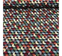 Thimbles Fabrics | New World Tapestry Multi Coloured Nitro 3D Blocks Fabric Designer Heavyweight Woven Tapestry Crafting Soft Furnishings Upholstery Fabric 140cm - Sold by The Half Metre