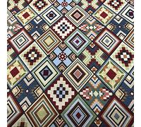 Thimbles Fabrics | New World Tapestry Multicoloured Little Aztec Designer Heavyweight Woven Tapestry Crafting Soft Furnishings Upholstery Fabric 140cm - Sold by the Half Metre