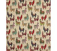 Thimbles Fabrics | New World Tapestry Multicoloured Small Alpacas/Llamas Fabric Designer Heavyweight Woven Tapestry Crafting Soft Furnishings Upholstery Fabric 140cm - Sold by The Half Metre