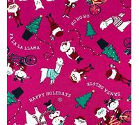 Thimbles Fabrics| Pink Christmas Holidays Santa 100% Cotton Flannel Fabric Brushed Cotton Flannelette Breathable Warm Pajamas,150cm W - Sold by The Half Meter