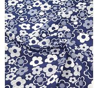 Thimbles fabrics| Printed Poly Cotton Blue Fabric Dressmaking Material Crafts Printed Hawaiian Daisies Daisy Tropical 112cm - Sold by The Half Metre