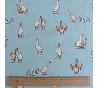 Thimbles Fabrics Shabby Animals Duck Design Cotton Rich Linen Look Fabric for Curtains Blinds Craft Quilting Patchwork & Upholster 140cm Wide - Sold by The Half Metre