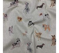 Thimbles Fabrics Show Dogs Digital Print Design Cotton Rich Linen Look Fabric for Curtains Blinds Craft Quilting Patchwork & Upholstery 140cm Wide - Sold by The Half Meter