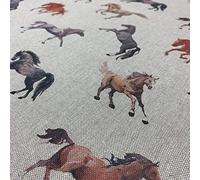 Thimbles Fabrics Wild Horses Digital Print Design Cotton Rich Linen Look Fabric for Curtains Blinds Craft Quilting Patchwork & Upholstery 140cm Wide - Sold by The Half Mater