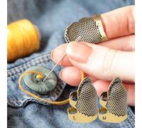Thimbles for Hand Sewing, Sewing Thimble Kit, Metal Finger Protectors, Thimble Ring for Hand Quilting and Embroidery(Bronw,2Pcs,Small/Medium)