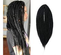 Thin 0.6cm Synthetic Dreadlock Extensions Double Ended 20Inch 10 Strands Crochet Hair Long Crochet Braids Hip-Hop Style Soft Dreads Hair Extensions, Black