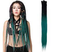 Thin 0.6cm Synthetic Dreadlock Extensions Handmade 24Inch 20 Strands Crochet Hair Long Crochet Braids Hip-Hop Style Soft Dreads Hair Extensions 2-GREEN#