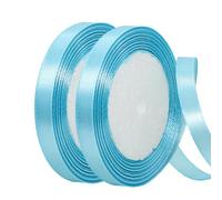 Thin Baby Blue Ribbon 10mm Satin Ribbons for Gift Wrapping,2x22m Wrapping Ribbon Balloon Ribbon Cake Ribbon Silk Thick Ribbon Blue for Crafting,Christmas,Wedding,Hair Bows,Bouquets,Cake Decorations