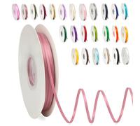 Thin Bean Paste Pink Ribbon 3mm Satin Ribbons for Gift Wrapping, 91m Wrapping Balloon Ribbon Cake Ribbon Silk Thick Ribbon Bean Paste Pink for Crafting, Christmas, Wedding, Bouquets, Cake Decorations