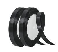 Thin Black Ribbon 10mm Satin Ribbons for Gift Wrapping,2x22m Silk Thick Wrapping Ribbon Balloon Ribbons Black for Crafting,Halloween Party,Xmas,Wedding,Bouquets,Cake Decorations