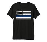 Thin Blue Line American Flag Police Officer Law Enforcement Premium T-Shirt
