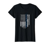 Thin Blue Line Flag for Police Sergeant Value Graphic T-Shirt, Women, Black, S