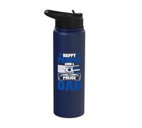 Thin Blue Line - Happy People Know a Police Dad Stainless Steel Insulated Water Bottle