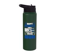Thin Blue Line - Happy People Know a Police Mom Stainless Steel Insulated Water Bottle