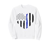 Thin Blue Line Heart Flag Police Officer Support Sweatshirt