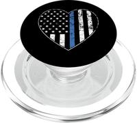 Thin Blue Line Heart Police Officer Department US Flag PopSockets PopGrip for MagSafe